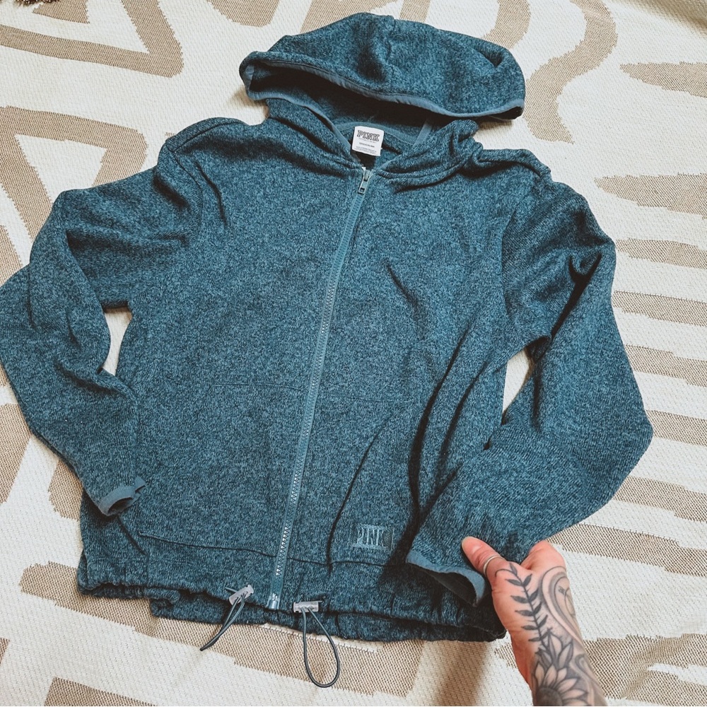 VS PINK turquoise zip up hoodie sweater S